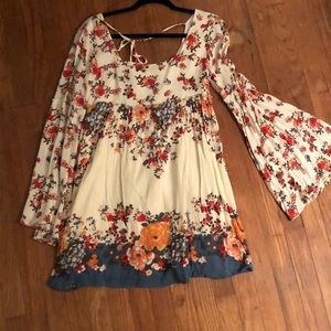 Bell sleeve Free People floral dress